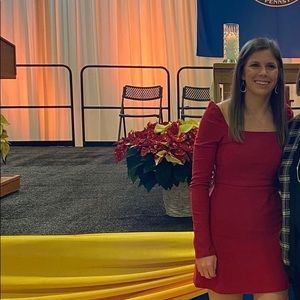 Red Madison Square Neck Mini Dress